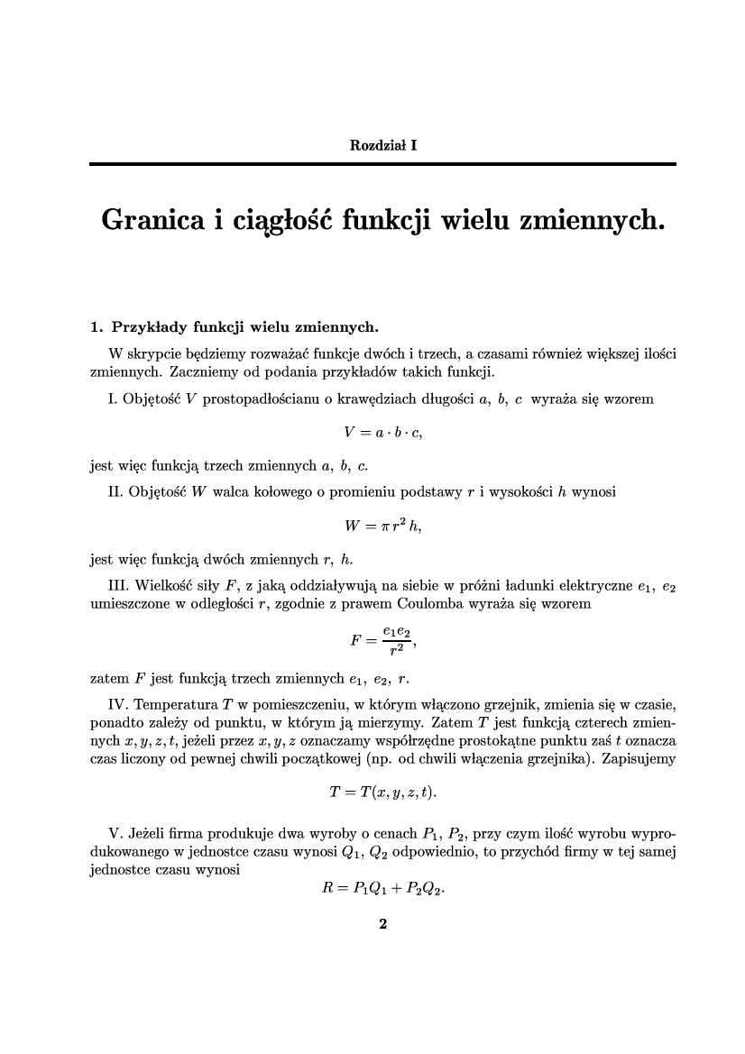 Granica I Ciaglosc Funkcji Wielu Zmiennych Pobierz Pdf Z Docer Pl