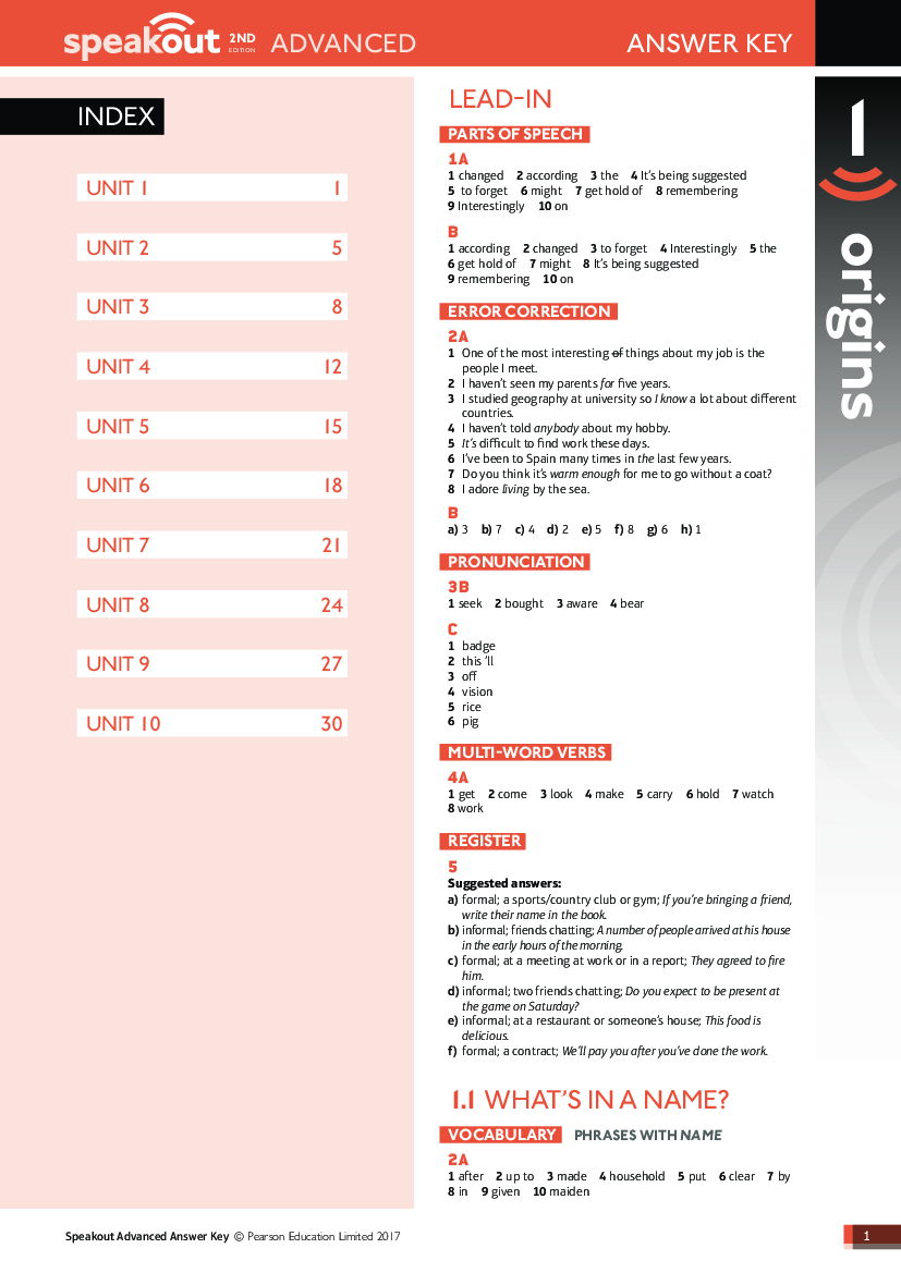 Speakout 2e Student Book Answer Keys Advanced - Pobierz pdf z Docer.pl