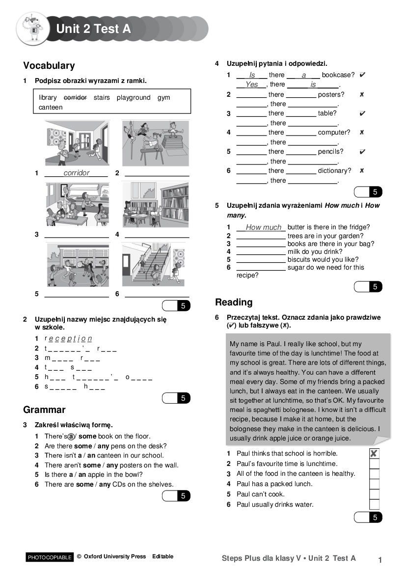 Steps In English 2 Unit 1 Test Docer