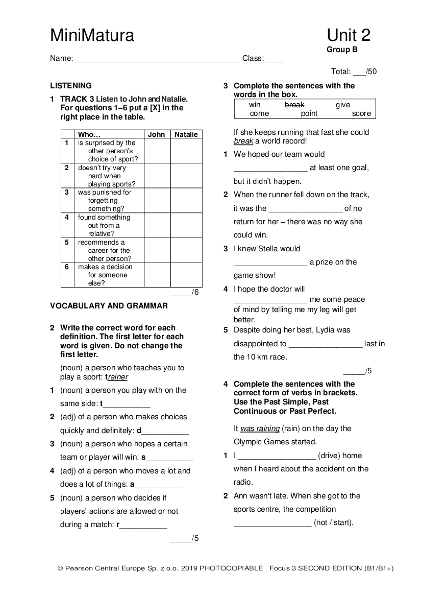 Focus3 2E MiniMatura Unit2 GroupB 2kol - Pobierz Pdf Z Docer.pl