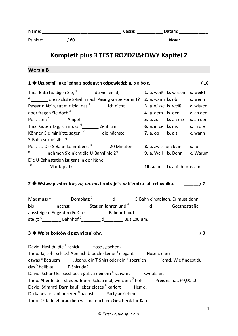 Test Z Niemieckiego Klasa 4 Wir Smart Test Z Niemieckiego Klasa 4 Rozdział 2 - Margaret Wiegel™. Jul 2023