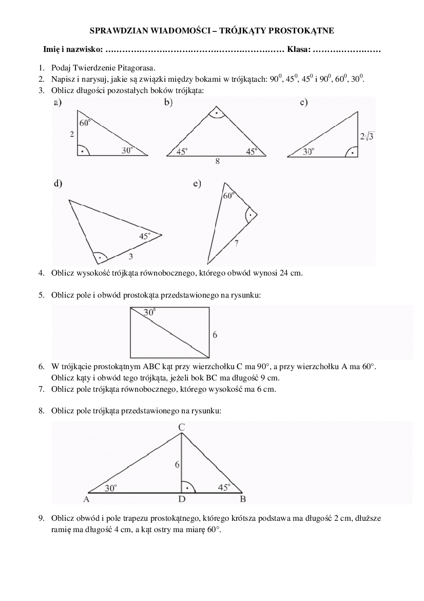 Sprawdzian Twierdzenie Pitagorasa Klasa 8 Sprawdzian Twierdzenie Pitagorasa Klasa 8 - Margaret Wiegel™. Jul 2023