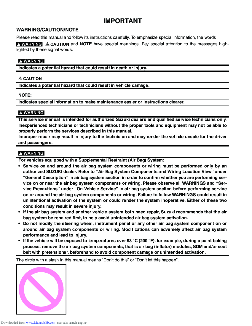 Suzuki Sx4 serwisowa instrukcja naprawy Pobierz pdf z