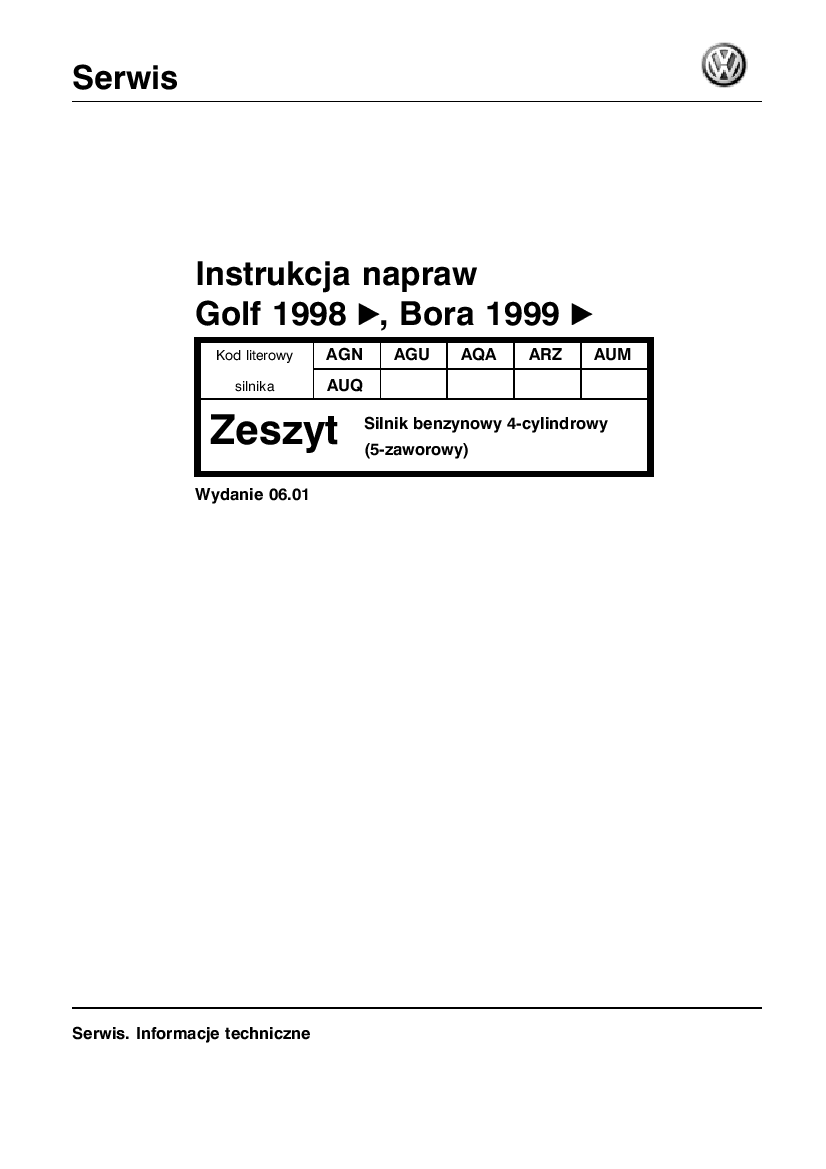 Sam naprawiam VW GOLF IV BORA PL Pobierz pdf z Docer.pl