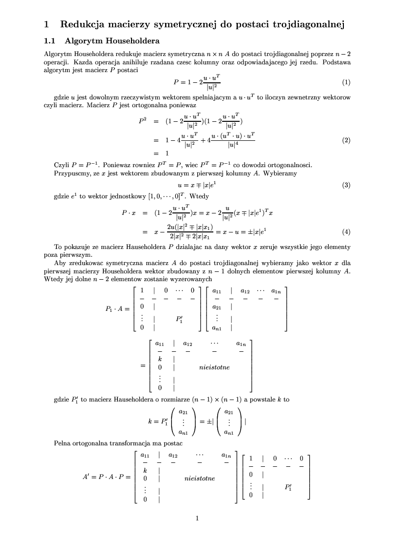 3 Redukcja Macierzy Symetrycznej Do Postaci Trojgonalnej Pobierz Pdf Z Docer Pl