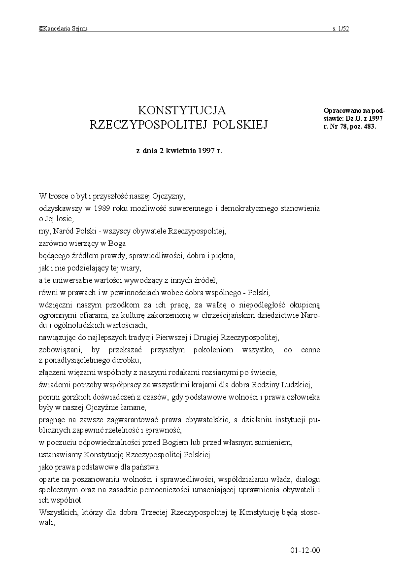 Konstytucja Rp Pobierz Pdf Z Docer Pl