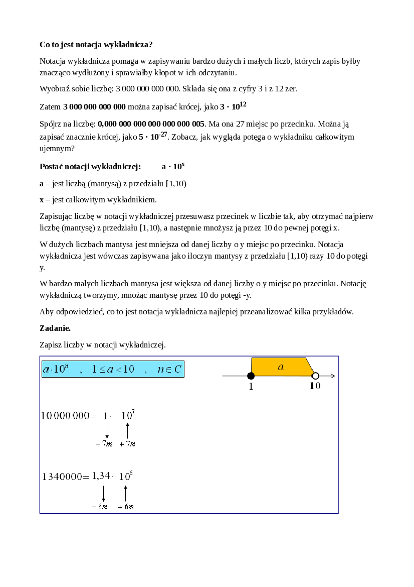 Notacja Wykładnicza Zadania Klasa 7 Pdf Notacja wykładnicza-teoria i rozwiązane zadania - Pobierz pdf z Docer.pl