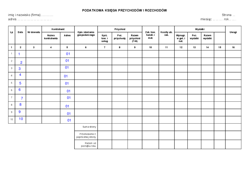 Ksiega Przychodow I Rozchodow Wzor Opis Pobierz Pdf Z Docer Pl