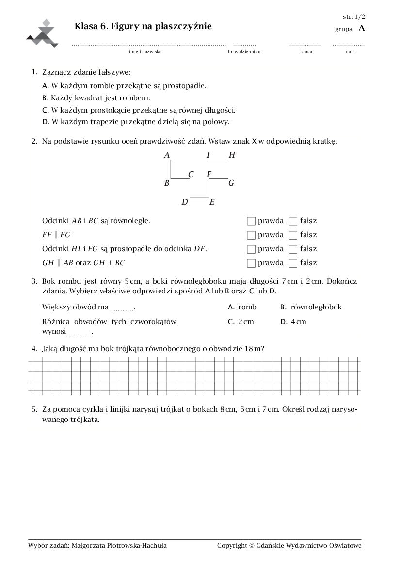 Równoległoboki I Romby Sprawdzian Klasa 5 Równoległoboki I Romby Sprawdzian Klasa 5 - Margaret Wiegel™. Jul 2023