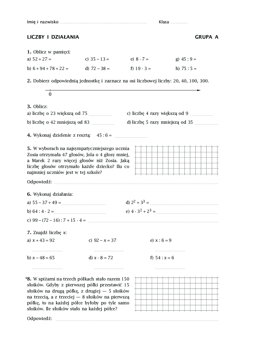 Test Z Matematyki Po Klasie 4 Sprawdzian Matematyka Klasa 4 Dział 1 - Margaret Wiegel™. May 2023