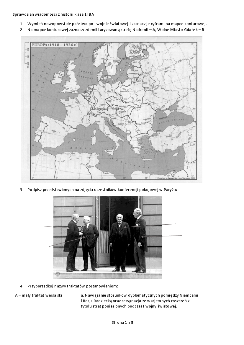 Sprawdzian Historii Klasa 7 Dzia 1 Europa Po Kongresie Wiedeskim - Question