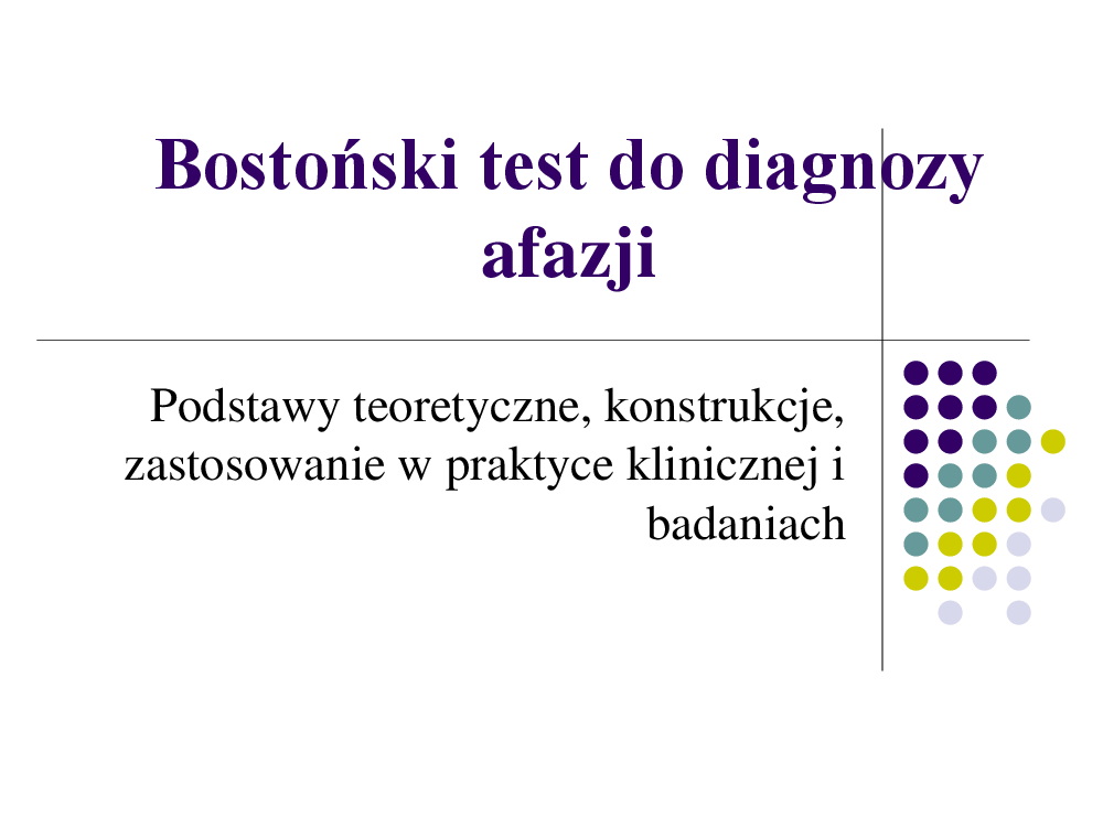 BostoÅ„ski test do diagnozy afazjipdf - Pobierz pdf z Docer.pl
