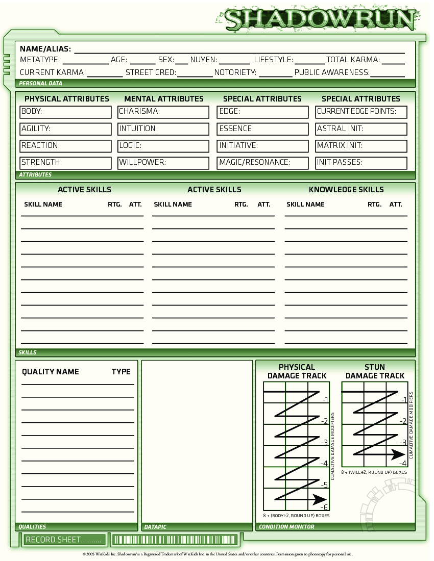 shadowrun 5th edition character sheet excel