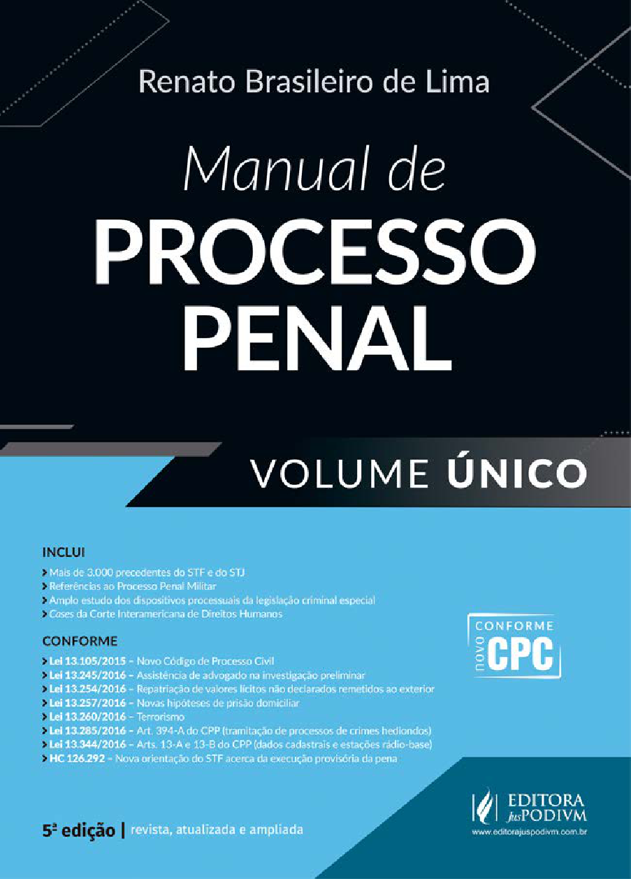 #Manual de Processo Penal - Volume Único (2017) - Renato Brasileiro de