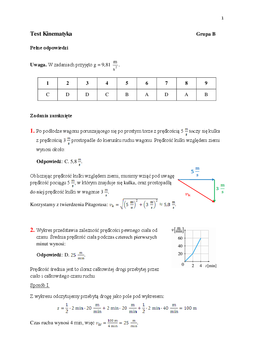 01 Kinematyka - test1b (odp2) - Pobierz pdf z Docer.pl