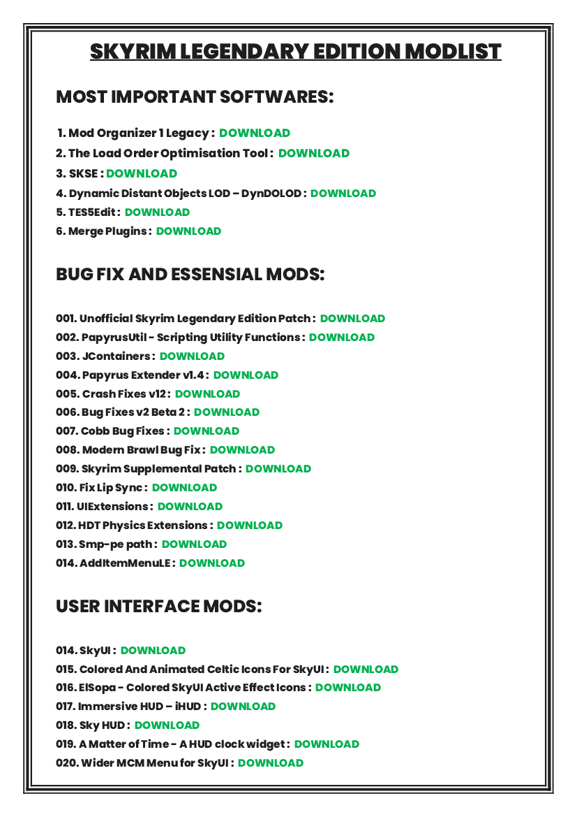 Skyrim Le Modlist Pobierz Pdf Z Docer Pl