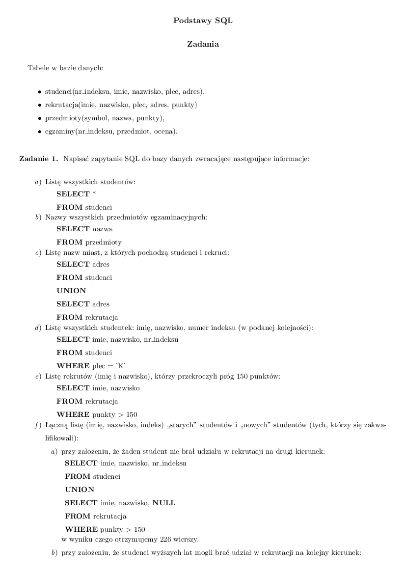 zadania sql
