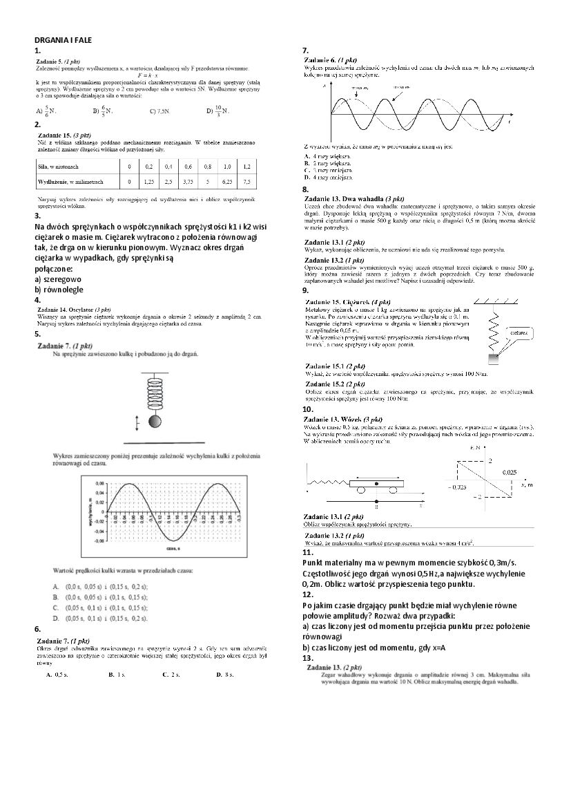 Drgania I Fale Klasa 8 Wzory - Question