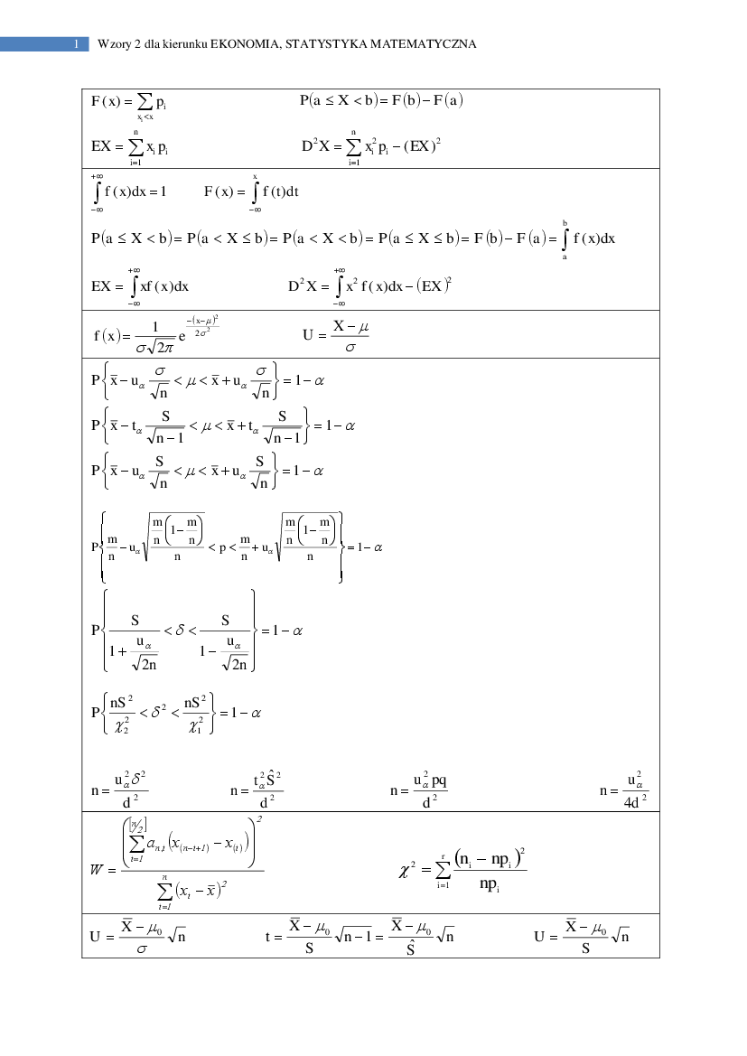 Wzory Statystyka Matematyczna Pobierz Pdf Z Docer Pl