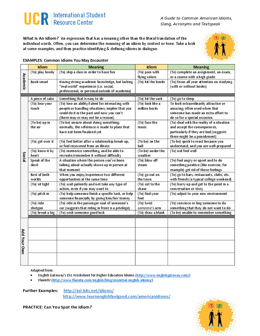 isrc american idioms slang acronyms and textspeak